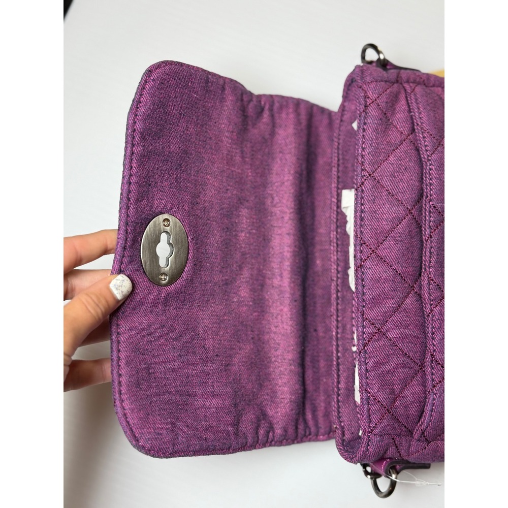 Patricia Nash Bonny Crossbody Bag Dark Pink Quilted Denim Stonewashed New Women - Picture 7 of 13